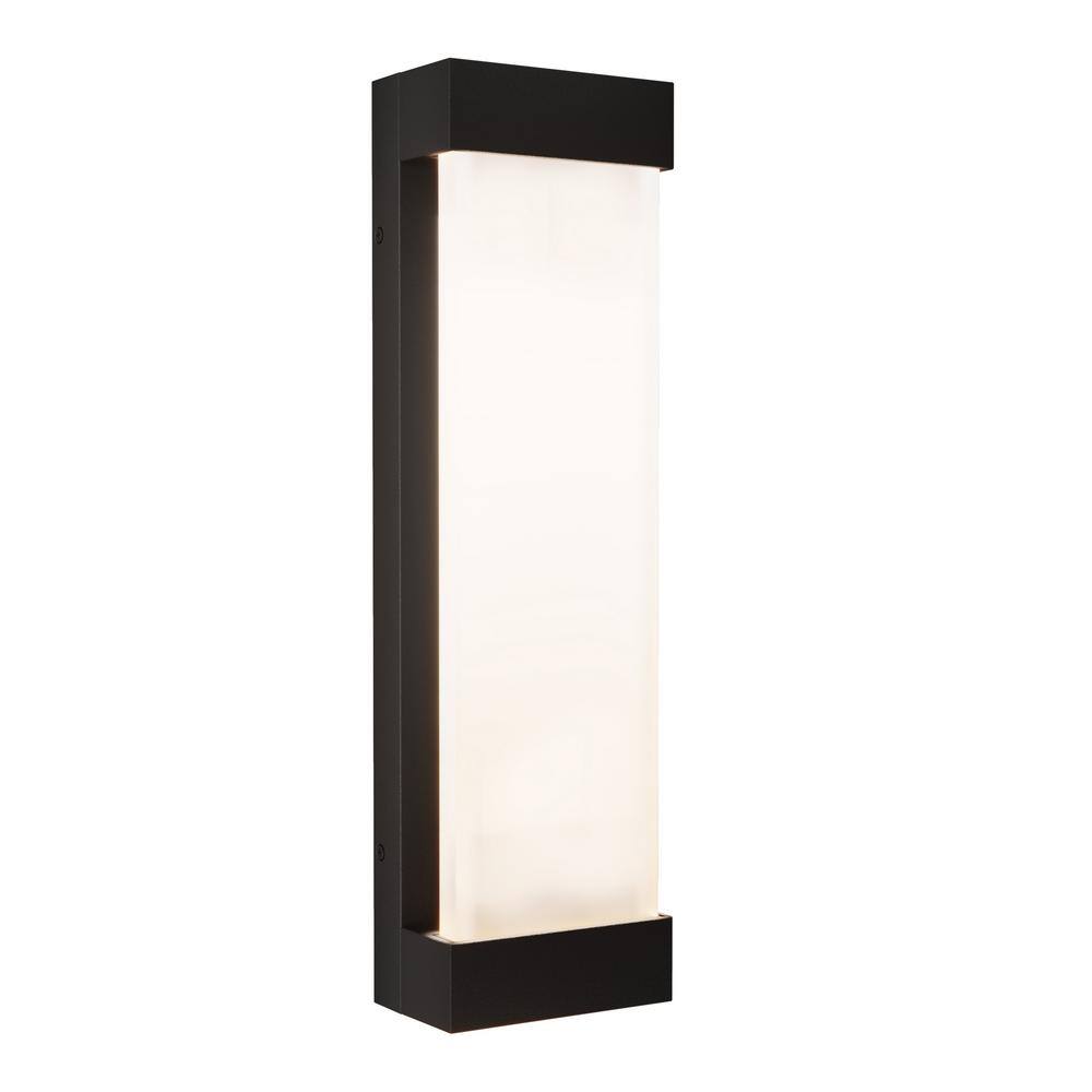 Artika Glacier Black Modern Large Integrated LED Outdoor Hardwired Garage and Porch Light Lantern Sconce 17OUT-GL-PMB