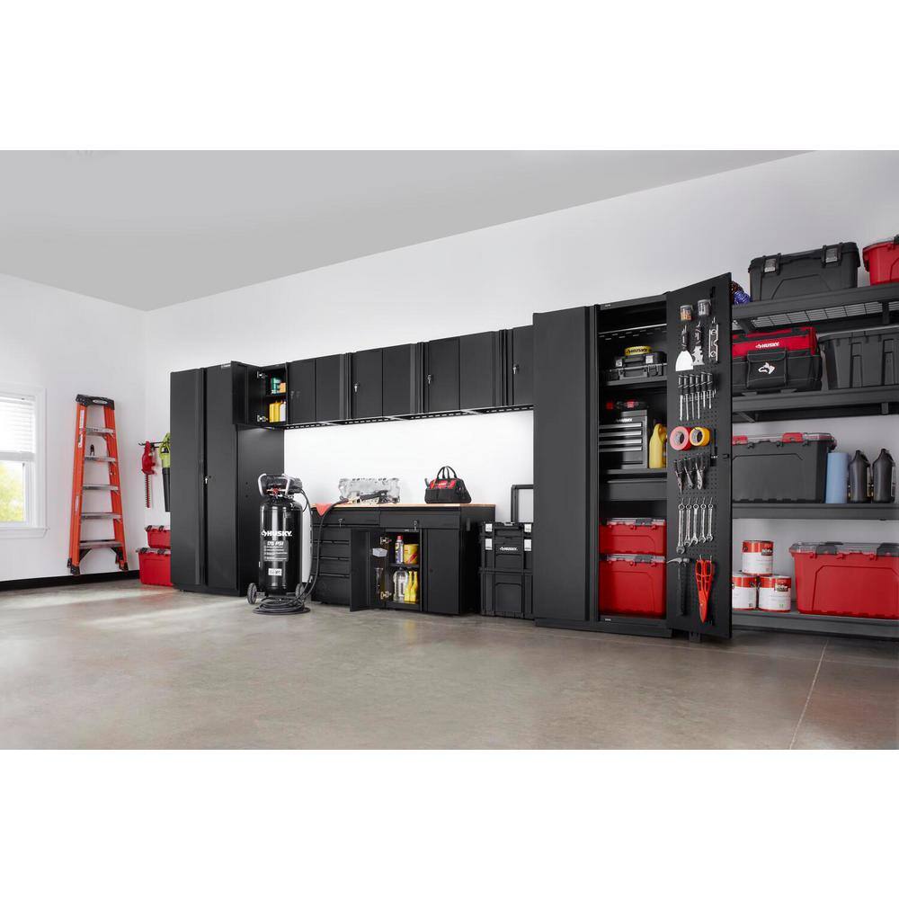 Husky 8-Piece Heavy Duty Welded Steel Garage Storage System in Black (184 in. W x 81 in. H x 24 in. D) HTC821140