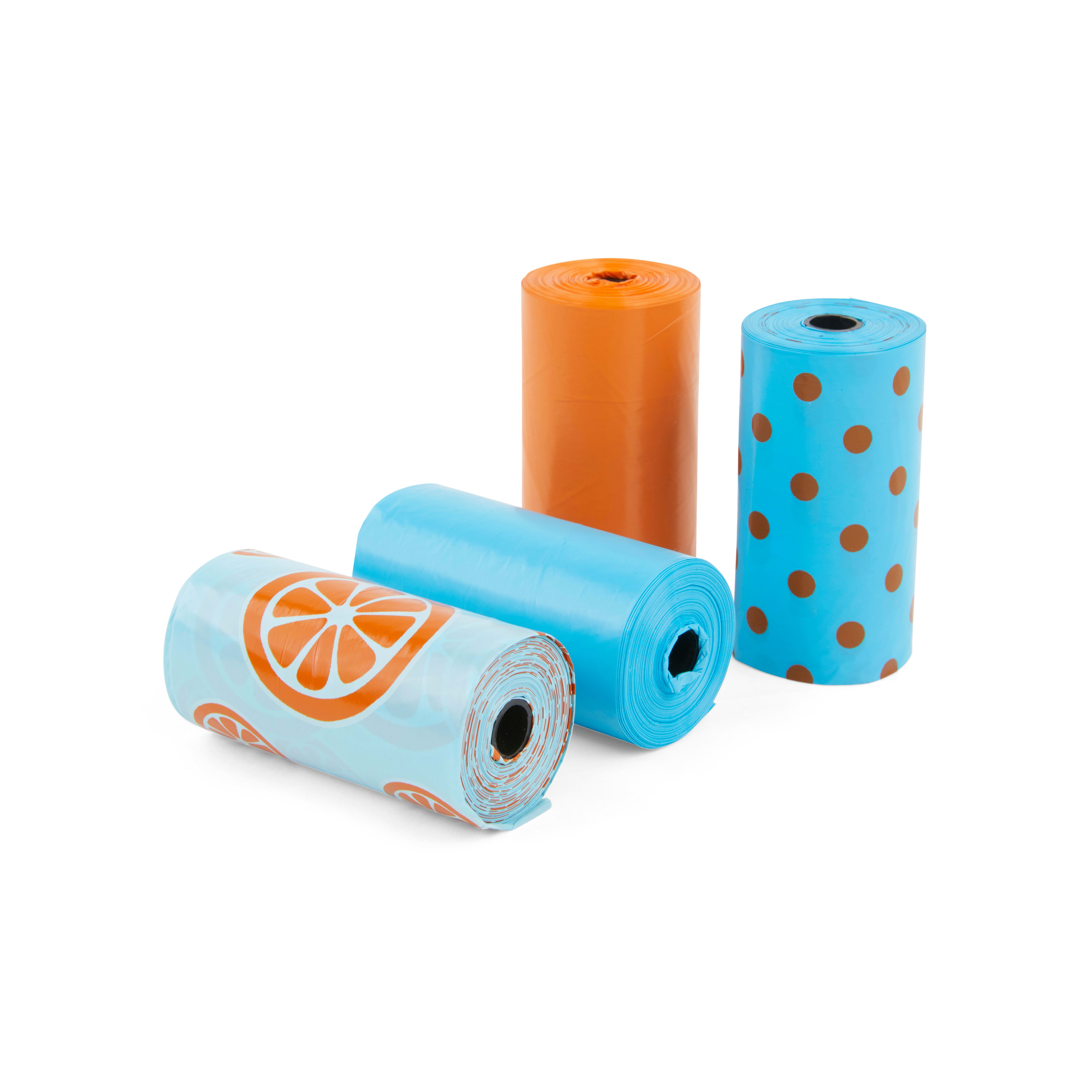 So Phresh Orange and Blue Polka-Dot Dog Waste Bags， Count of 120