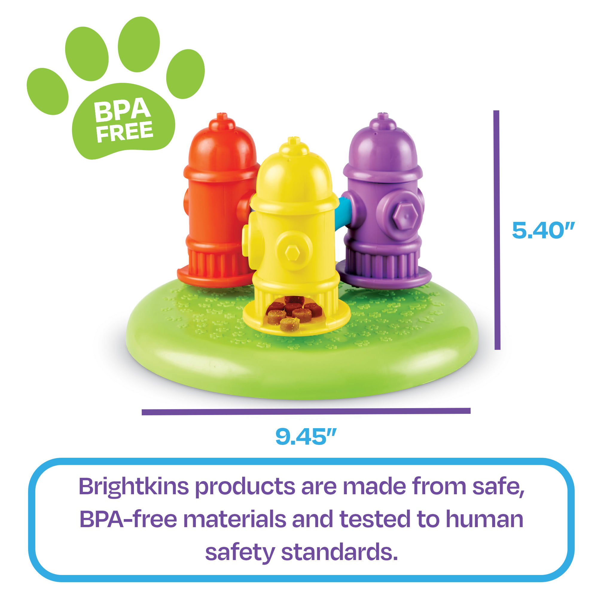 Brightkins Spinning Hydrants Treat Puzzle Dog Toy， Medium