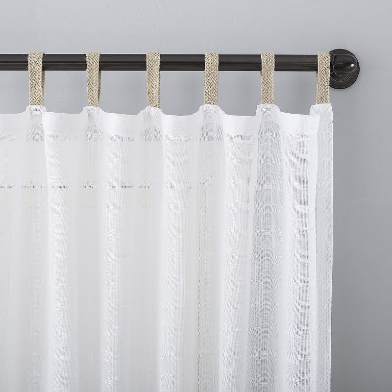 No. 918 Ceri Linen Texture Jute Tabs Semi-Sheer Tab Top Window Curtain