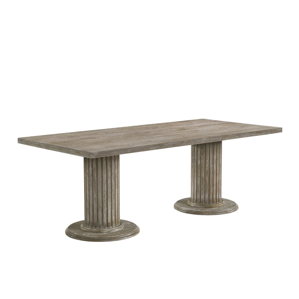 The Gray Barn Mulberry Lodge Reclaimed Grey Dining Table with Double Pedestal