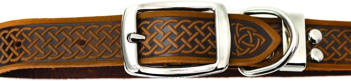 Euro-Dog Celtic Style Luxury Leather Dog Collar