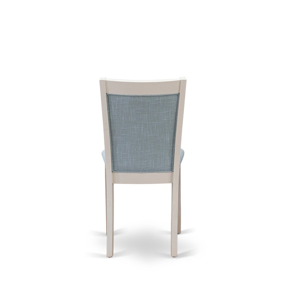 Dining Table Set Consists of a Dining Table and Baby Blue Dining Chairs   Wire Brushed linen white Finish(Pieces Options)