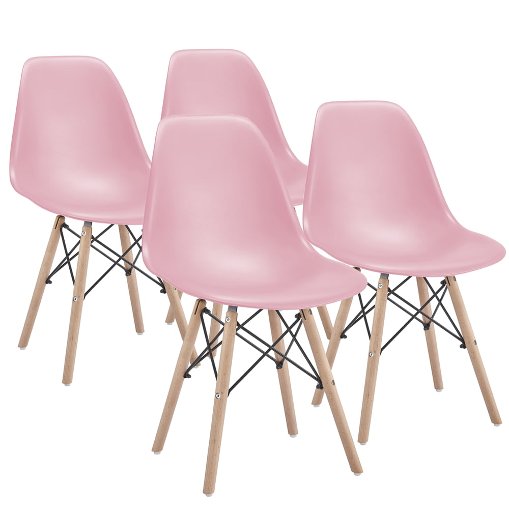 Topeakmart Set of 4 Modern Style Dining Chairs for Kitchen Dining Bedroom Living Room Pink