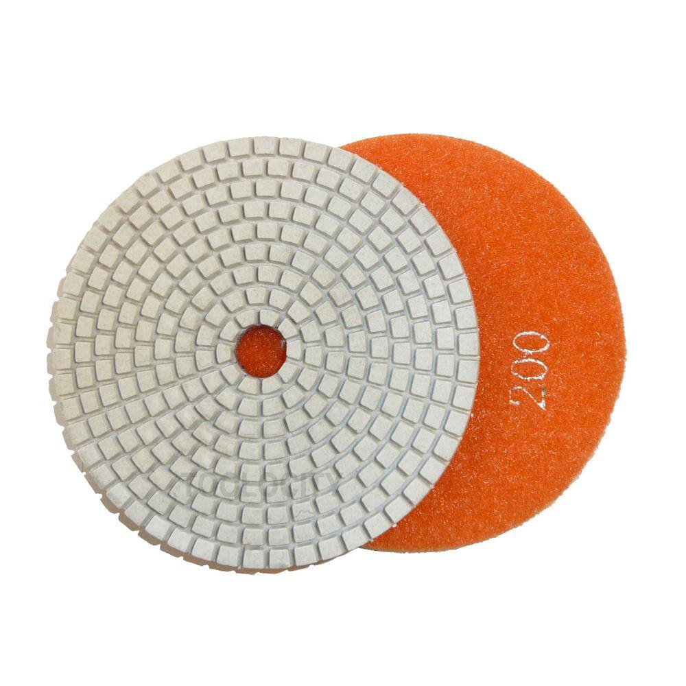 Toolocity 4 in. JHX DryWet Diamond Polishing Pads for ConcreteGranite (Set of 7) with 4 in. Back Holder JHXR0102SET-BK4