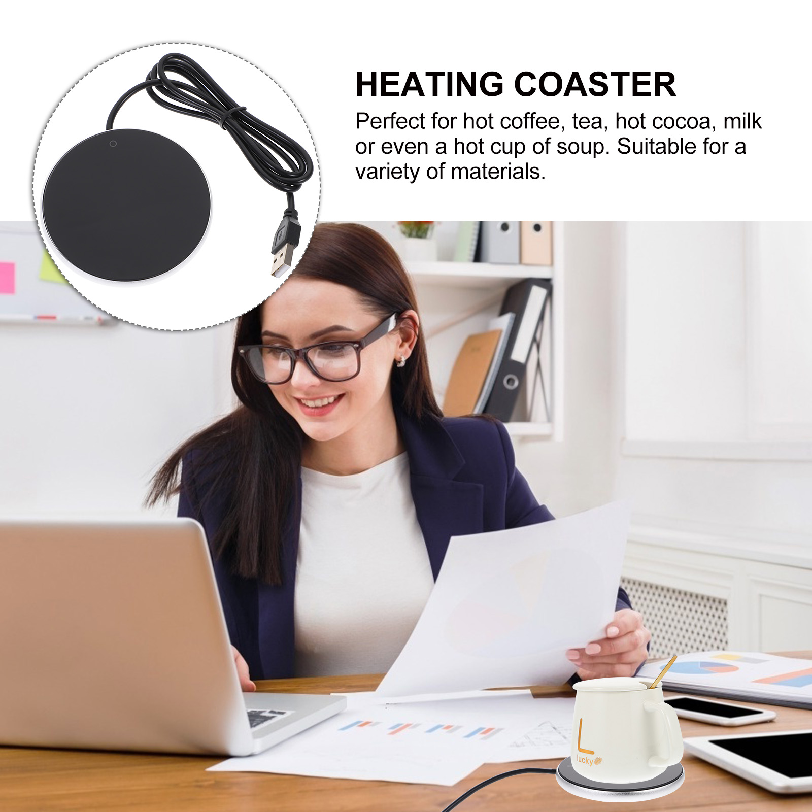 Frcolor Warmer Mug Coffee Cup Coaster Heater Usb Plate Desk Warmer Heatingelectric Cordless Pad Tea Warmers Beveragedesktop Car