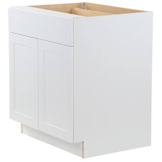 Hampton Bay Cambridge White Shaker Assembled Base Kitchen Cabinet with Soft Close Full (30 in. W x 24.5 in. D x 34.5 in. H) CM3035B-WH