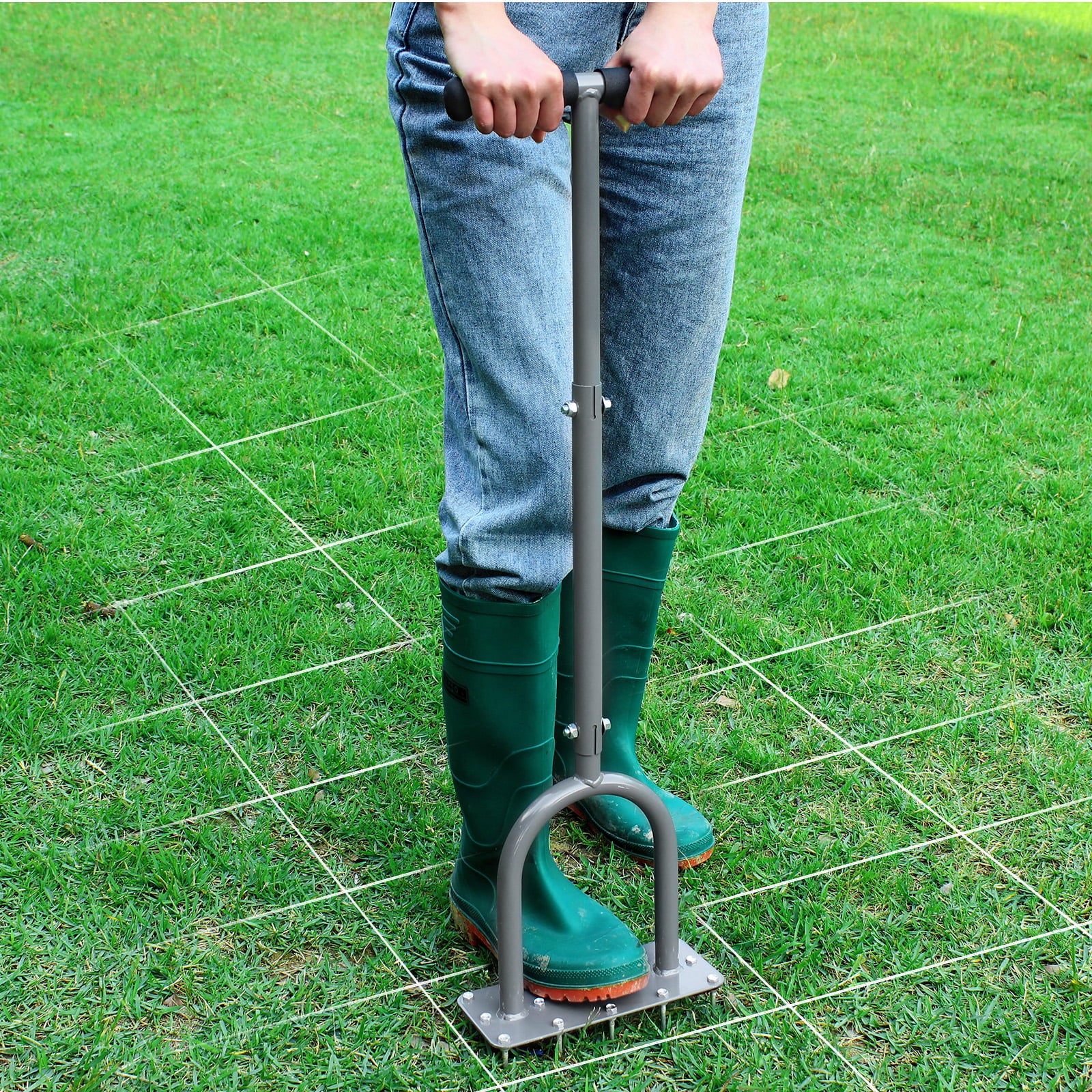 Walensee Lawn Spike Aerator with 15 Iron Spikes for Garden