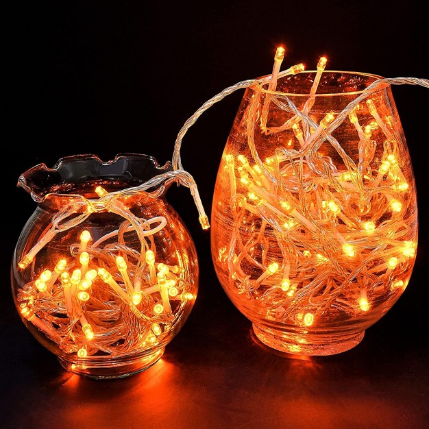 Joiedomi 100 Orange Led Clear Wire String Lights 8 Modes