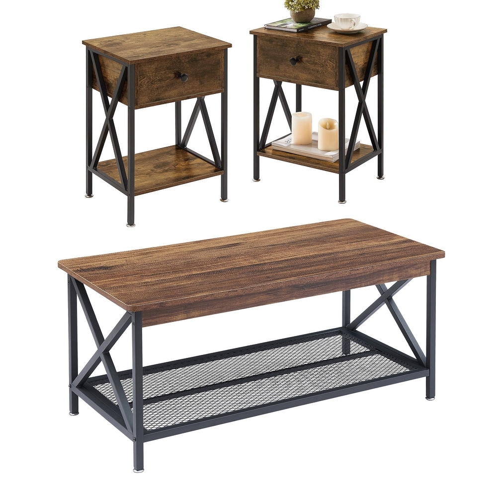 Taomika Contemporary Coffee Table and Modern End Table Set(2PCS/3PCS)