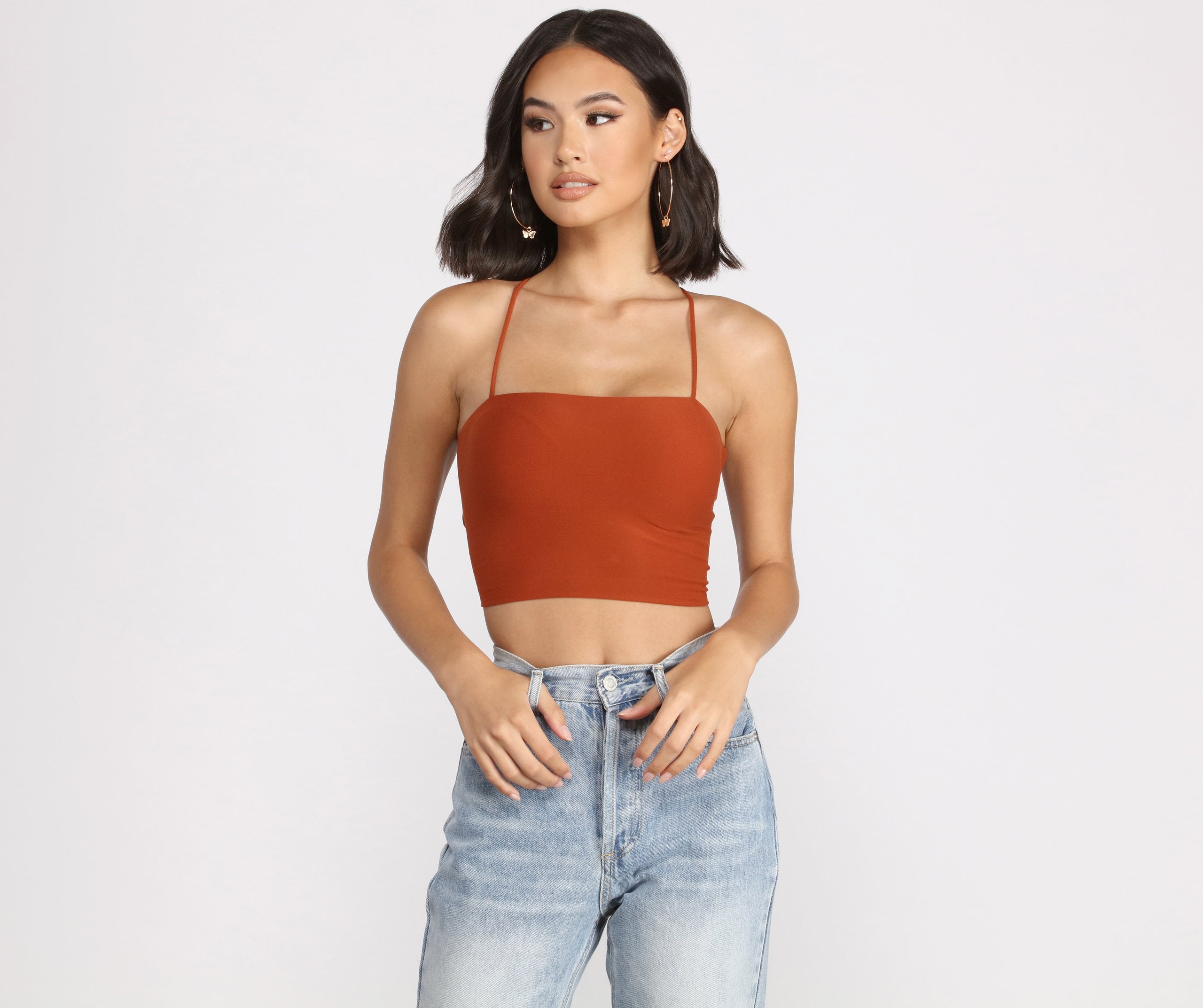 Step Up Crop Lace-Up Top