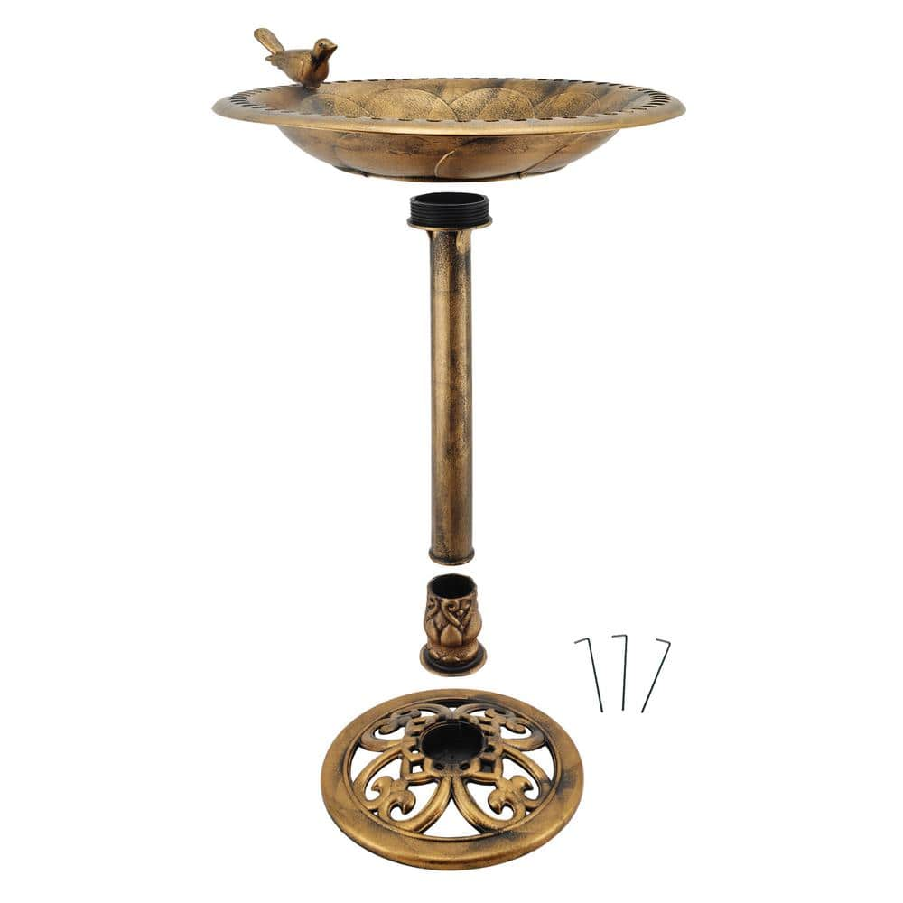 Arcadia Garden Products 19-1/2 in. x 19-1/2 in. x 30 in. Polypropylene Bronze Birdbath (4-Piece) BB06