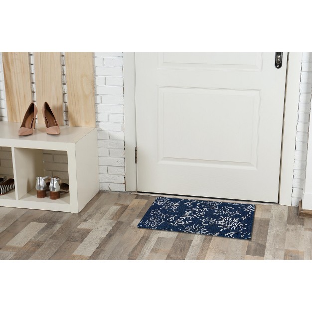 Bandana Paisley Rectangle Indoor And Outdoor Coir Door Welcome Mat Blue