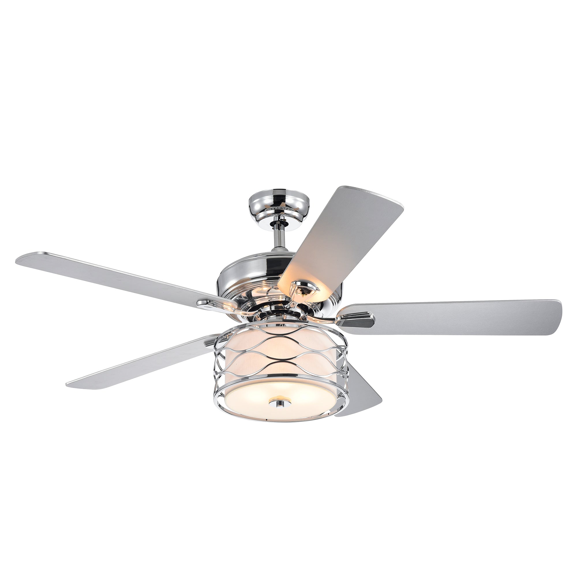 Moira Chrome 52-Inch 5-Blade Lighted Ceiling Fan (includes Remote and 2 blade color options)