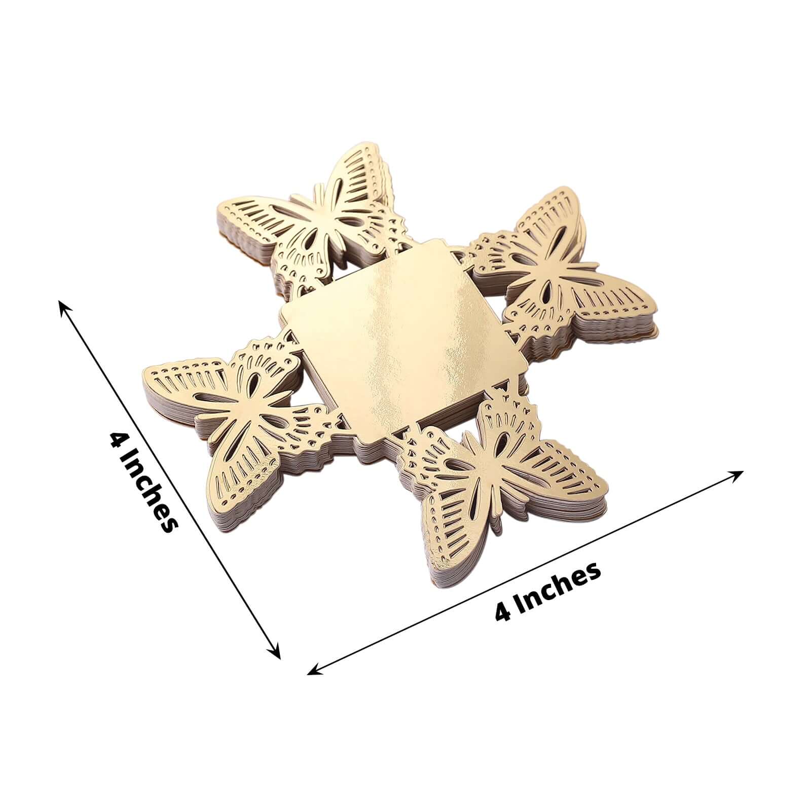 50 Pack Mini Metallic Gold Butterfly Truffle Cup Dessert Liners, Square Cupcake Tray Wrappers 225GSM 4