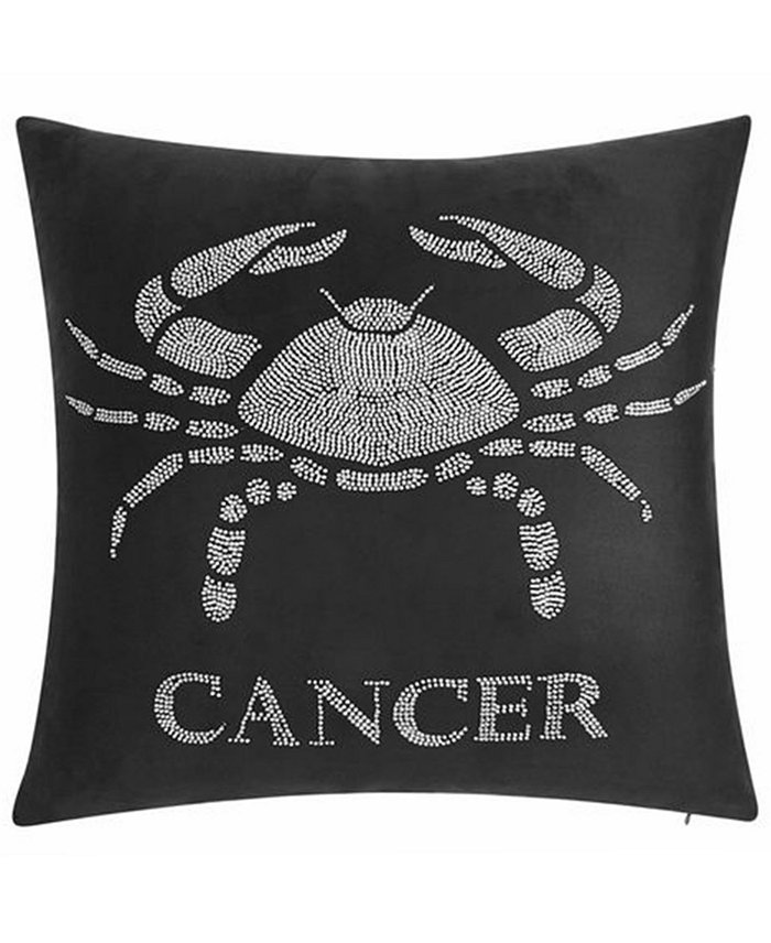 Edie@Home Velvet Beaded 'Cancer' Decorative Pillow， 18