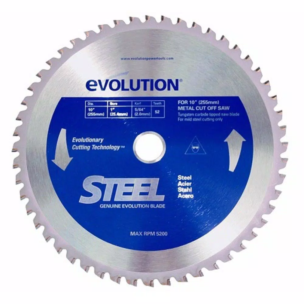 Evolution Power Tools 10 in. 52-Teeth Mild Steel Cutting Saw Blade and#8211; XDC Depot