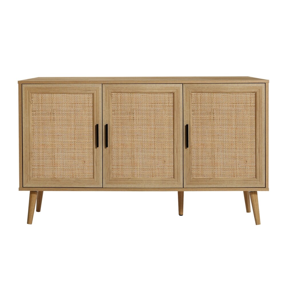 3 Door Rattan Light Oak Finish Manufactured Wood Sideboard Cabinet   27.76\