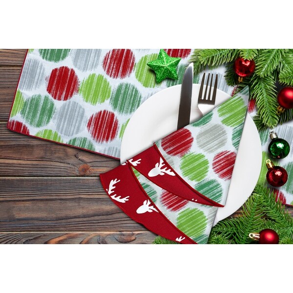 Joita Christmas Dining Set of 6，Cotton Table Napkins and Table Runner for Christmas Table Decor，BERNARD/ANTLERS