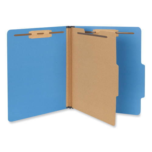 Universal Bright Colored Pressboard Classification Folders， 1 Divider， Letter Size， Cobalt Blue， 10/Box (10201)