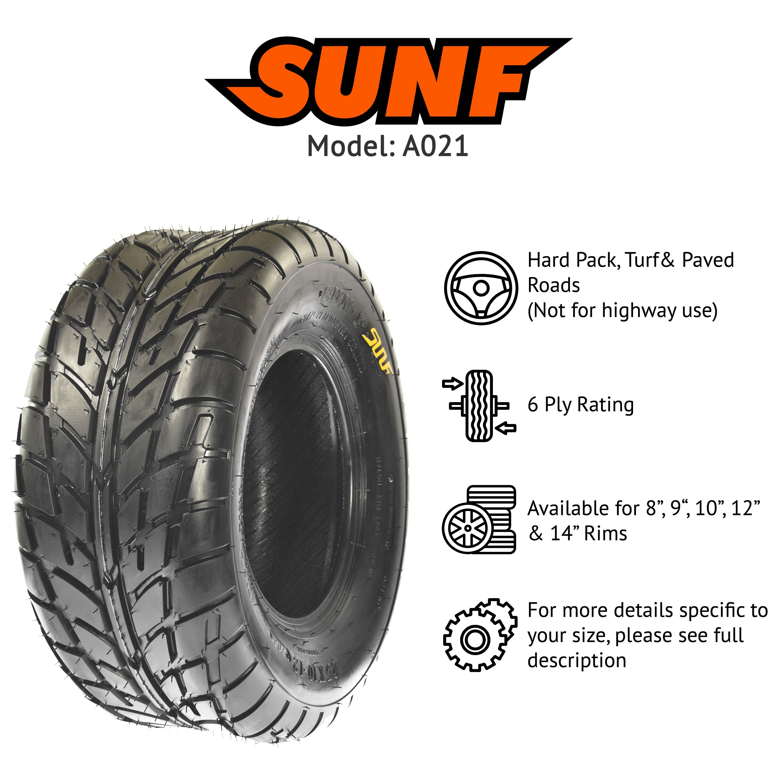 SunF ATV Tires A021 20x10-9 20x10x9 6 PR (Single)