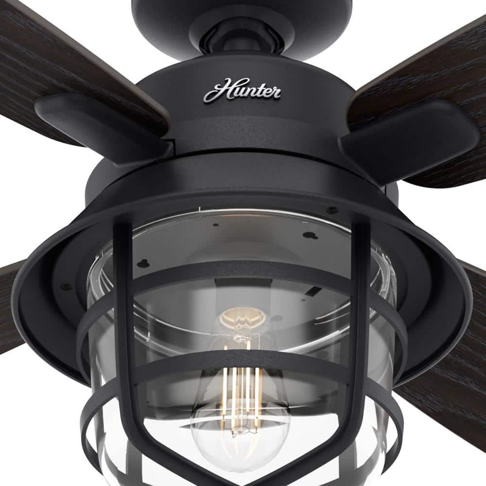 Hunter Port Royale 52 in LED IndoorOutdoor Natural Iron Ceiling Fan with Light and Remote