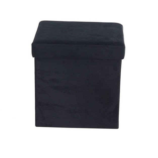 Storage Stool Foldable Black Polyester Black Olivia amp May