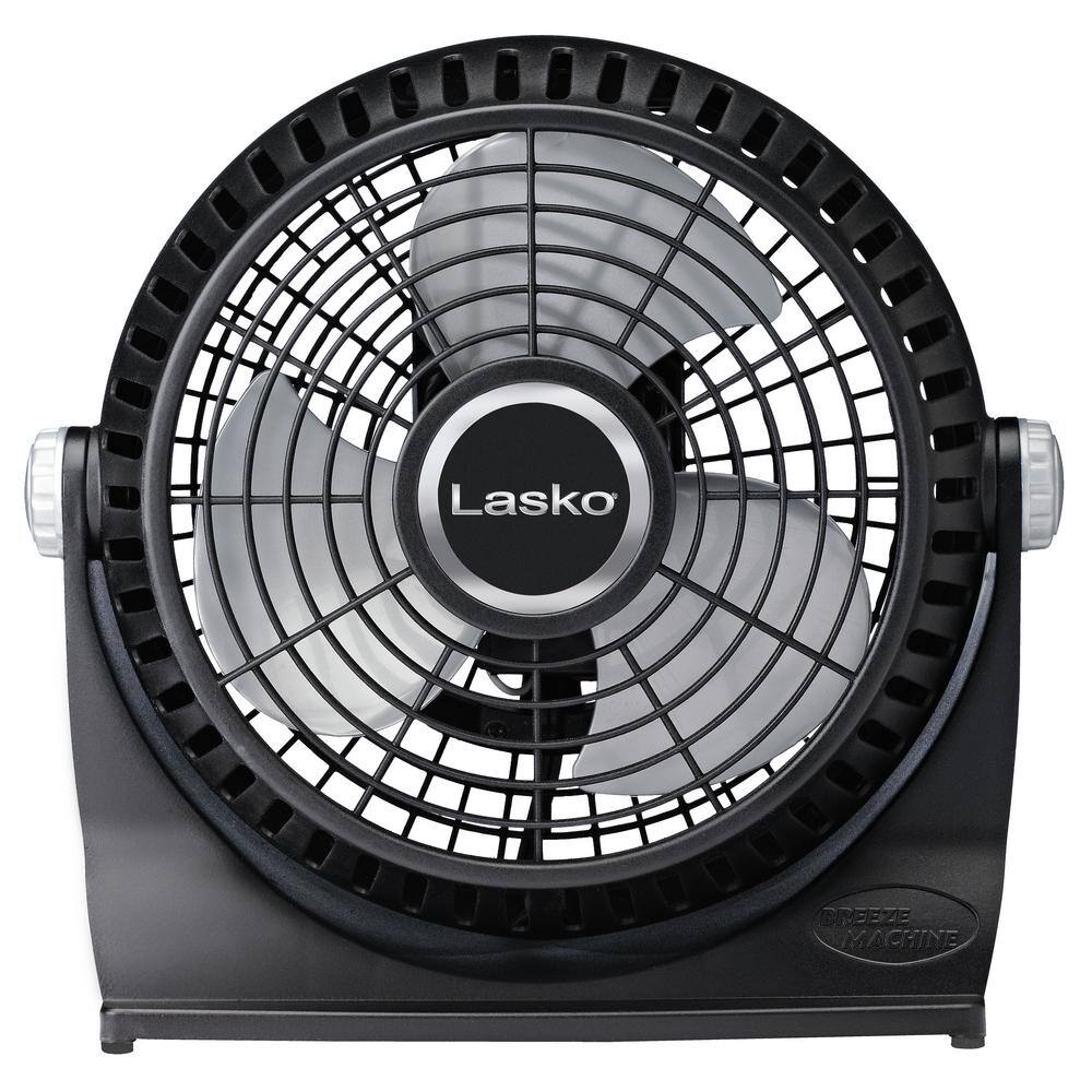 Lasko Breeze Machine 10 in. 2 Speed Black Desk Fan with 360 Degree Pivoting Fan Head 507