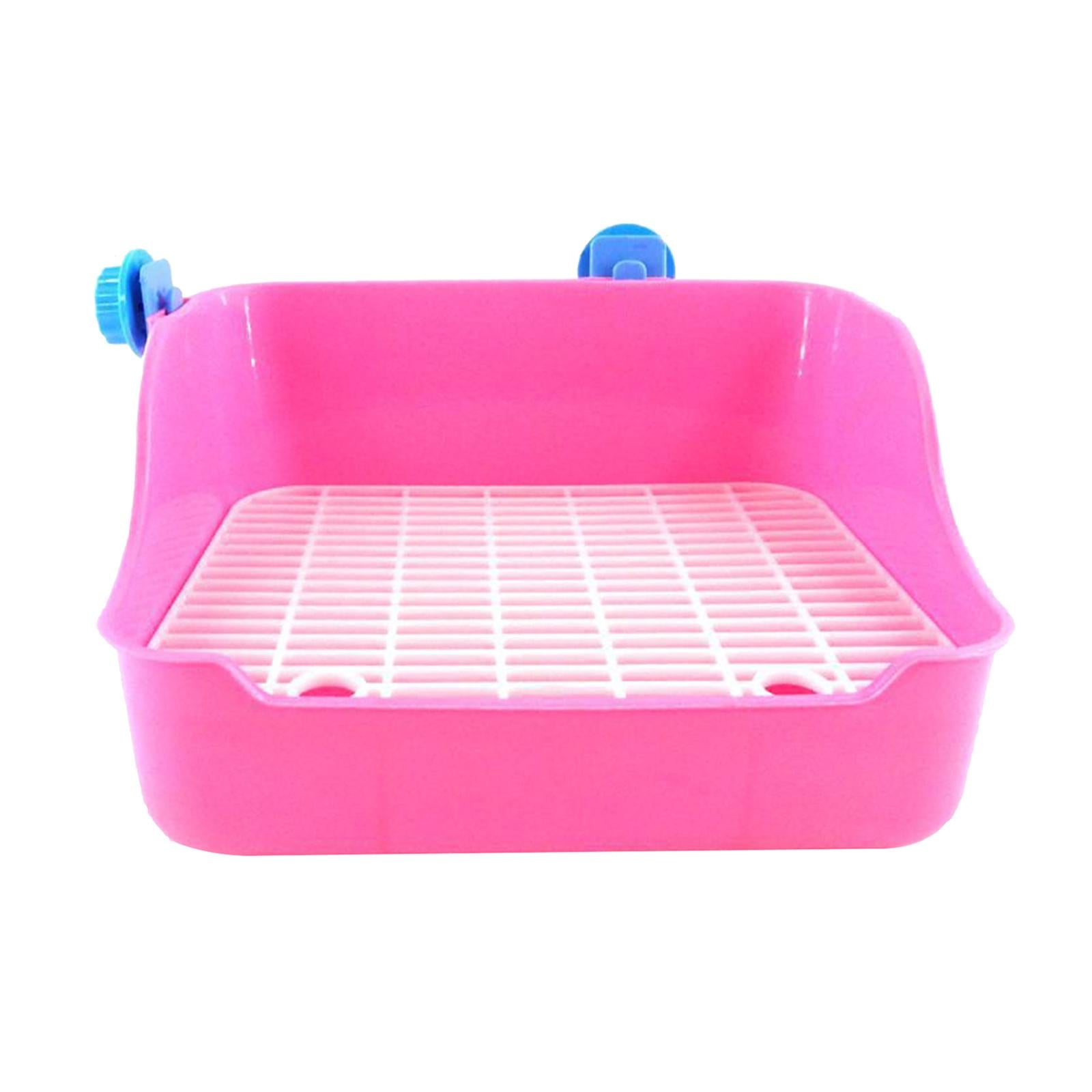 Litter Tray Toilet，Rabbit Litter Box for Cage Corner ，Pet Litter Pan Trainer Bunny Litter Box Cleaner，corner large toilet guinea rats Small Animal，Hamster Chinchilla Ferret Pink