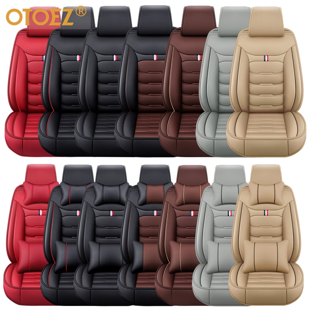 OTOEZ Car Seat Covers Full Set Leather Front and Rear Bench Backrest Seat Cover Set Universal Fit for Auto Sedan SUV Truck