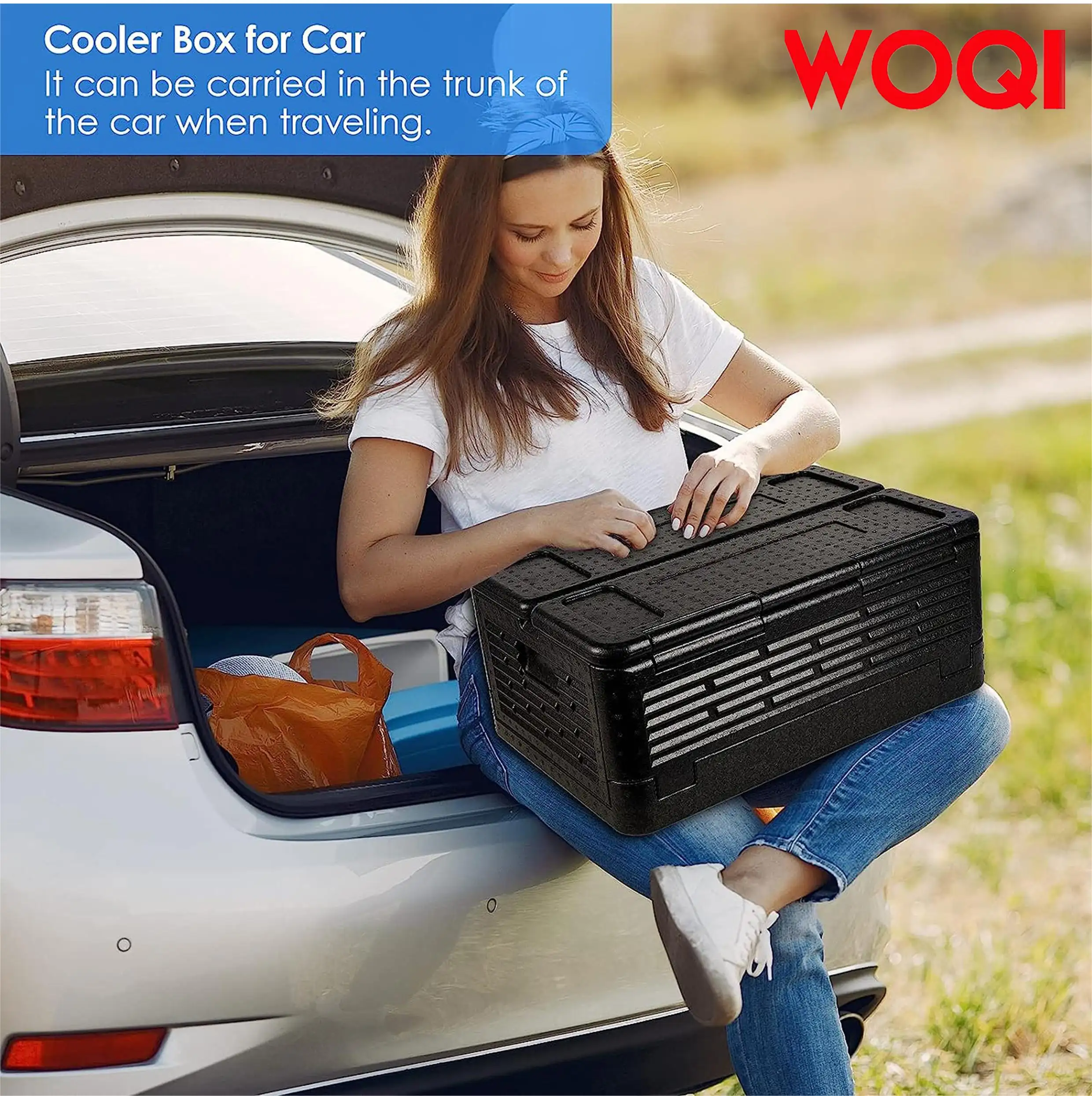 WOQI camping large insulated cooling box  waterproof   foldable and warm portable cooler