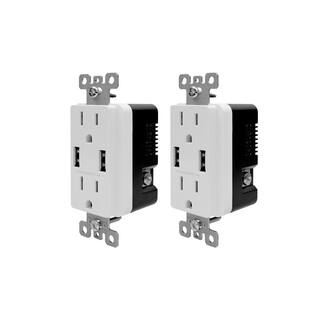 ELEGRP 3.6 Amp Dual USB Charger and 15 Amp Receptacle White (6-Pack) R1615D36-WH-3