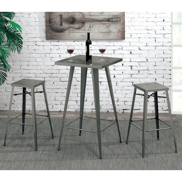 Furniture of America Jopp Industrial Grey Metal Barstools (Set of 2)