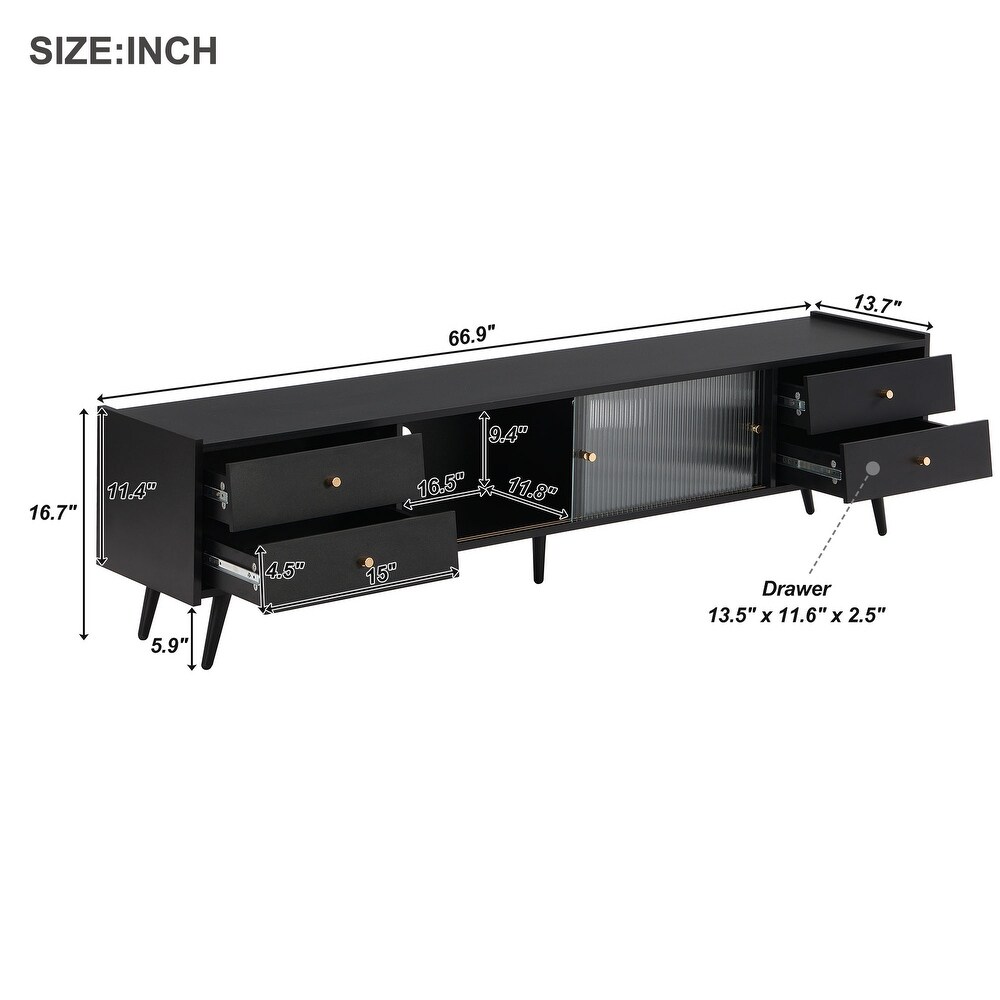 ON TREND Entertainment Units TV Stand with Silver Metal Legs for TV Up to 70\