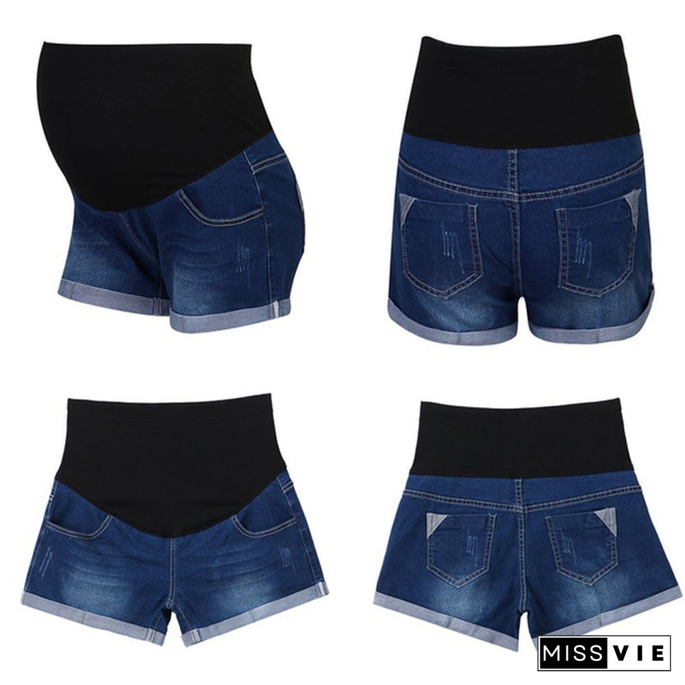 Pregnant Women's Denim Shorts Summer Casual Loose Belly Shorts Pregnancy Low Waist Shorts