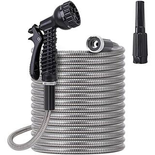 34 Fitting Size in. Dia x 75 ft. Stainless Steel Lightweight Garden Hose 180 Bar Metal Water Hose with 2 Nozzles B08PZ7NWQ2