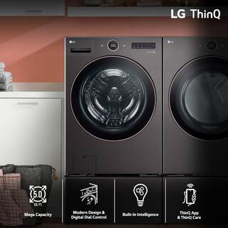 LG 5.0 cu.ft. Ultra Large Front Load Washer with TurboWash360 TurboSteam and WiFi Connectivity in Black Steel WM6500HBA