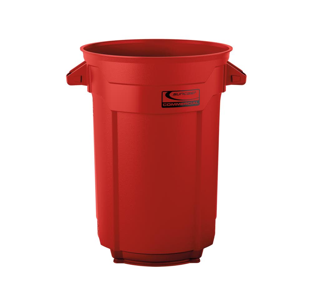 Plastic Utility Trash Can ; 44 Gallon， Red ;