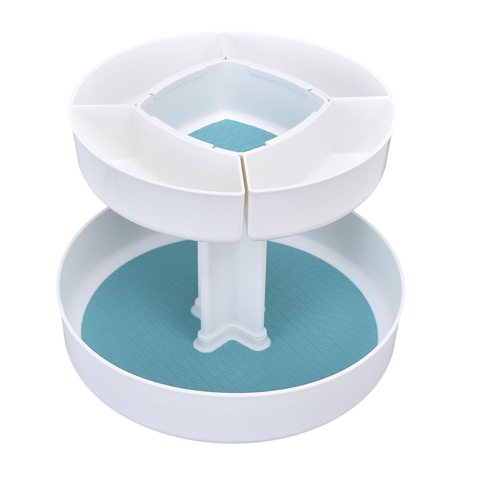 360 Degree Rotating Makeup Box Double Layer Antiskid Plastic Circular Turntable Rotating Seasoning Rack