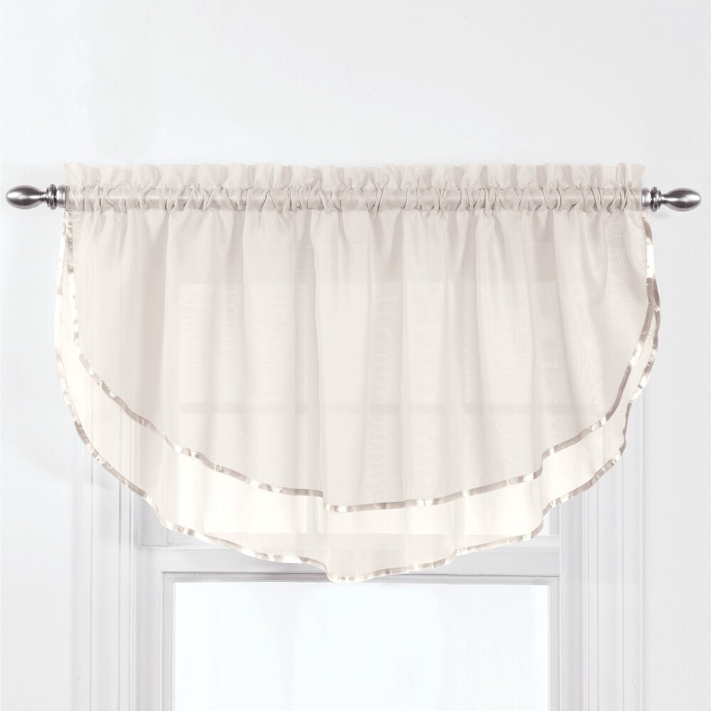 Elegance Sheer Fabric Rod Pocket Top Ascot Window Valance   7.000 x 5.750 x 1.250