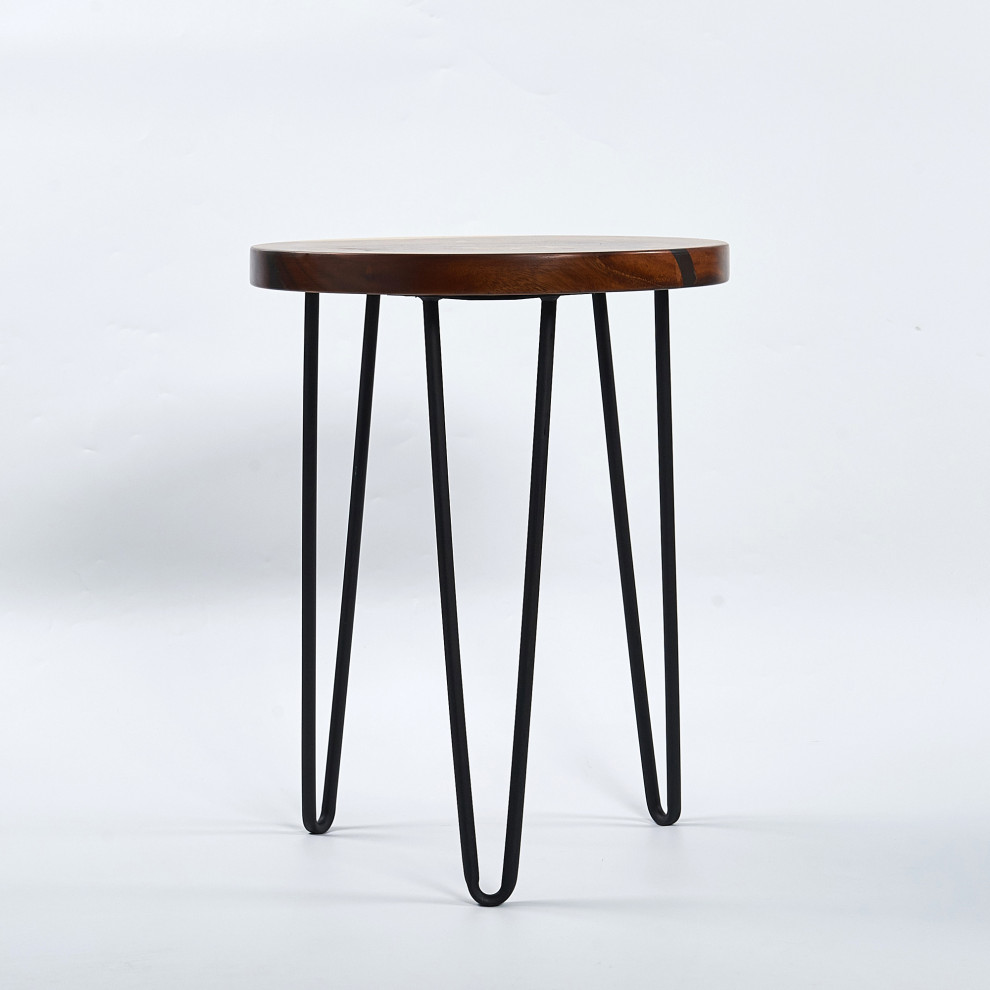 Round Epoxy Resin  ampWood Side Table   Contemporary   Side Tables And End Tables   by BNF Home  Houzz