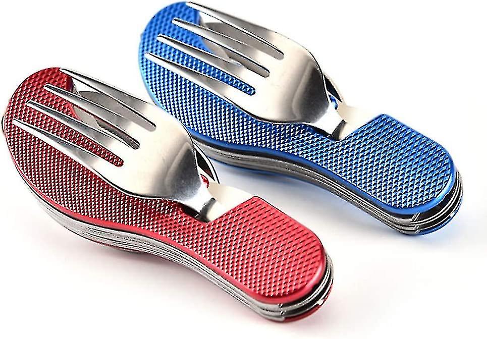 2pcs Outdoor Camping Multi-purpose Dinning Knife Stainless Steel Detachable Dinning Spoon Camping Combination Tableware