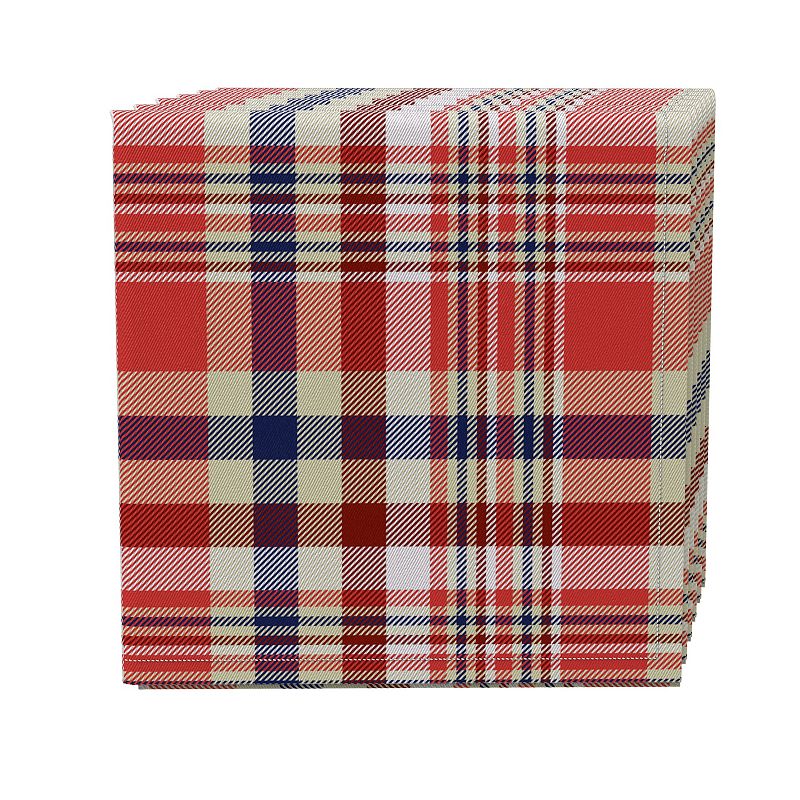 Napkin Set of 4， 100% Cotton， 20x20， Plaid 15