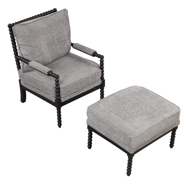 Tufted Velvet Accent Chair with Ottoman，Lounge Chair Reading Chair