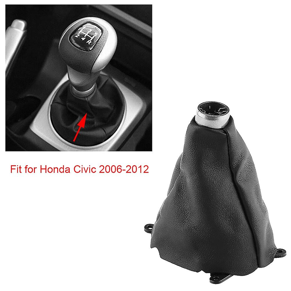 Car Manual Pu Leather Gear Gaiter Shift Shifter Boot Replacement For Honda Civic 2006-2012