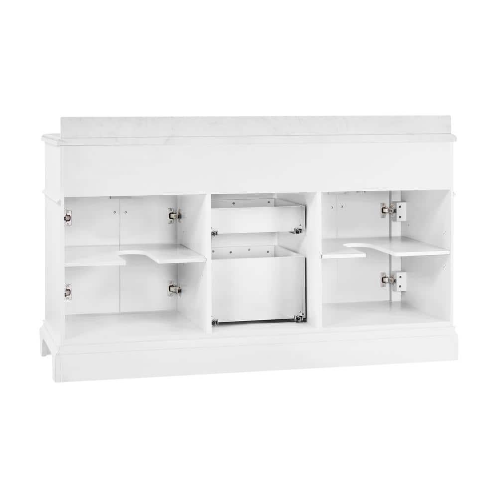 Home Decorators Collection Melpark 60 in W x 22 in D x 345 in H Bath Vanity in White with White Cultured Marble Top