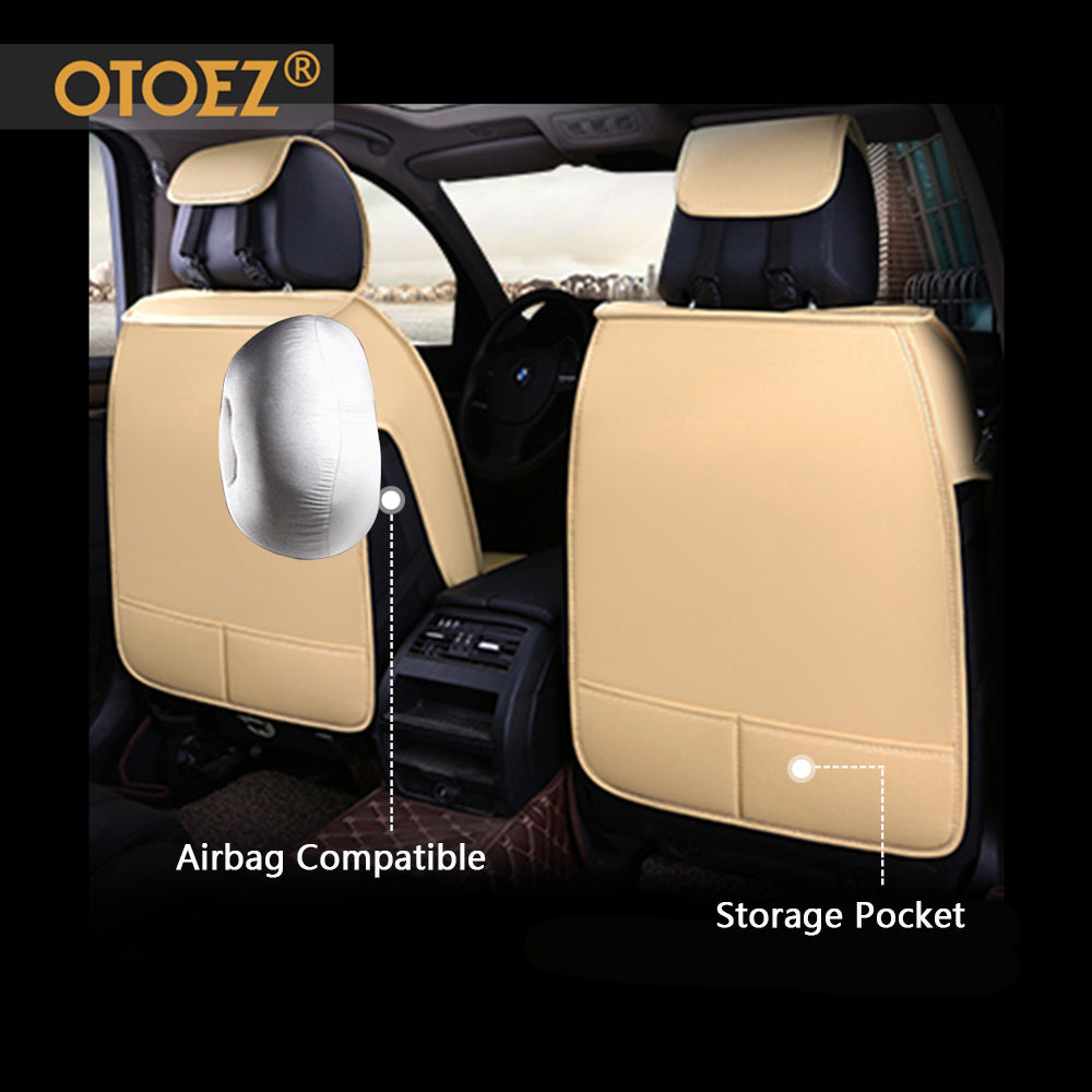 OTOEZ Universal Car Seat Cover Full Set PU Leather 5 Seats Front Rear Seat Cushion