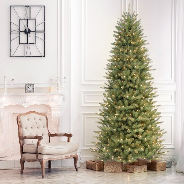 Puleo International 10 ft. Prelit Slim Artificial Fraser Fir Tree