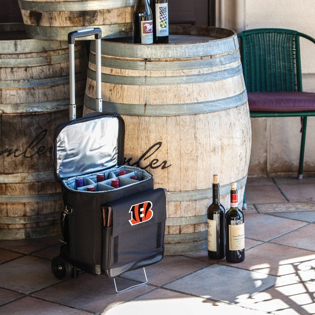 Nfl Cincinnati Bengals Cellar Six Bottle Wine Carrier And Cooler Tote With Trolley